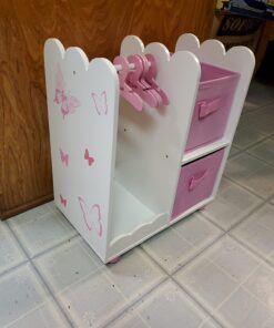 Emily Rose Doll Furniture | USA Business | 18 Inch Doll Clothes Closet Accessory - Wooden Doll Accessories Toy Playsets | 5 Free Wooden 18" Doll Hangers and 2 Large Storage Bins - Butterfly 26 71xiwcDbHL