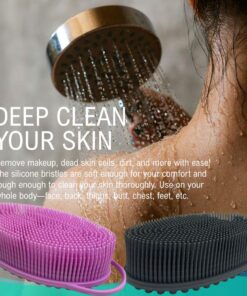 Avilana Silicone Body Scrubber, Gentle exfoliating Body Scrubber That's Easy to Clean, Lathers Well, Long Lasting, and More Hygienic Than Traditional Shower Loofah (Style 1-Gray) Style 1-gray 25 71xjT3aM8oL