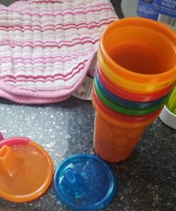 The First Years Take & Toss Spill Proof Sippy Cups - Reusable Toddler Cups - Rainbow - Kids Cups and Snap On Lids for Ages 9 Months and Up - 4 Count Classic Rainbow 49 71xjzkI0dSL 1