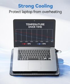 Alternative view of TECKNET Laptop Cooling Pad, Portable Slim Quiet USB Powered Laptop Notebook Cooler Cooling Pad Stand Chill Mat with 3 Blue LED Fans, Fits 12-17 Inches (Black) Black