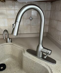 Moen Adler 87233SRS Spot Resist Stainless Zinc Pull Down Kitchen Faucet with Power Clean, Button, and Retractable Wand, ADA Compliant, Classic Style, Fashion-forward, Built to Last Standard 31 71xohavmzXL