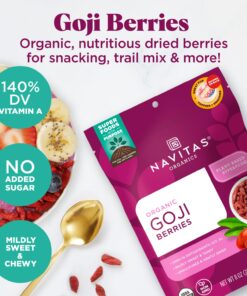 Navitas Organics Goji Berries, 16 oz. Bag, 15 Servings — Organic, Non-GMO, Sun-Dried, Sulfite-Free 1 Pound (Pack of 1) 14 71xoqXctAML