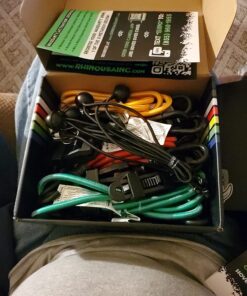 RHINO USA Bungee Cords with Hooks - Heavy Duty Outdoor 28pc Assortment with 4 Free Tarp Clips, Drawstring Organizer Bag, Canopy Ties & Ball Bungees Bungee Cord Set 45 71xp0wbJ8YL