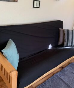 Royal Heritage Home 100% Cotton Full Size Futon Cover - Black - Washable Zippered Sofa Furniture Bed Mattress Covers - Armless Couch Zipper Slipcover Protector/Encasement 29 71xqKfFiBhL