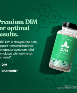 DIM Supplement Pure 200 Mg for Women or Men – Estrogen Hormone Balance Supplement for Energy, Fatigue, Stress, Menopause, Hot Flashes – Enhanced Bioavailability BioPerine – 60 Vegan Soft Capsules 21 71xqTvzCWuL