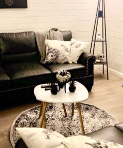 SAFAVIEH Adirondack Collection Area Rug - 4' Round, Grey & Black, Oriental Distressed Design, Non-Shedding & Easy Care, Ideal for High Traffic Areas in Living Room, Bedroom (ADR109B) Grey/Black 29 71xrAJ5vfVL