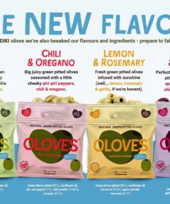 OLOVES Natural Whole Pitted Olives | 24 Pack Variety | Basil & Garlic, Chili & Oregano, Lemon & Rosemary | Vegan, Kosher, Gluten Free + Keto Friendly Healthy Snacks, 1.1 Ounce (Pack of 24) 1.1 Ounce (Pack of 24) 16 71xs0AnIVWS
