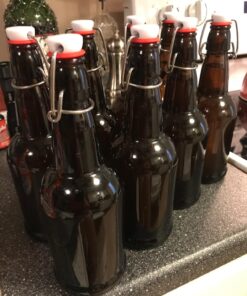 Ilyapa 16 Ounce Amber Swing Top Glass Beer Bottles for Home Brewing - Carbonated Drinks, Kombucha, Kefir, Soda, Juice, Fermentation, 12 Pack Glass Bottle with Airtight Rubber Seal Flip Caps 16oz 21 71xsSmdLyfL