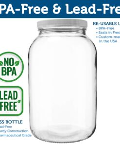 2 Pack ~ Wide Mouth 1 Gallon Clear Glass Jar - White Lid with Liner Seal for Fermenting Kombucha/Kefir, and Storing Food - USDA Approved, Dishwasher Safe 16 71xshQ6pfvL