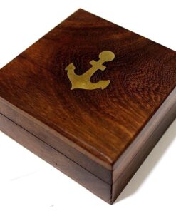 3" Sundial Compass with Teak Wood Box Inlaid with Solid Brass Rustic Vintage Home Decor Gifts 7 71xswqEQugL