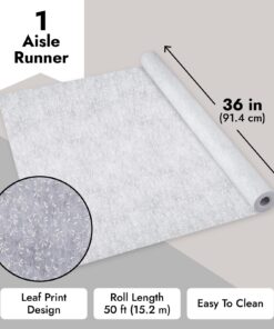 BLUE PANDA 3 x 50 Ft Leaf Imprint White Aisle Runner for Wedding Ceremony, Receptions, Indoor and Outdoor Banquets, Prom Nights 24 71xv9aoNX5L