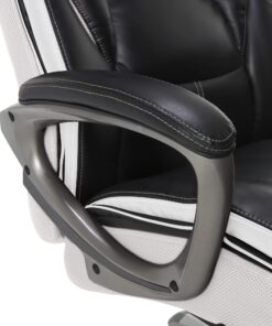 Serta Executive Office Smart Layers Technology Leather and Mesh Ergonomic Computer Chair with Contoured Lumbar and ComfortCoils, Black & White 31 71xvv2kYIfL