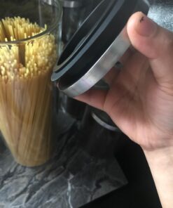 Balchy 5-Piece Canisters Sets with Silicone Seal Borosilicate Glass Jars Vacuum Seal for Tea Coffee Sugar Pop Flour Canister for Kitchen large 38 71xw7YJb22L