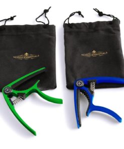 Guitar Capo (2 Pack) for Guitars, Ukulele, Banjo, Mandolin, Bass - Made of Ultra Lightweight Aluminum Metal (1.2 oz!) for 6 & 12 String Instruments - Nordic Essentials (Green+Blue) Green + Blue 25 71xwTzP5wHL 1