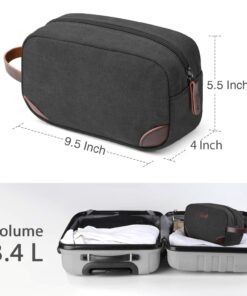 TOUPONS Men's Travel Toiletry Organizer Bag Canvas Shaving Dopp Kit TSA Approved (Black) Black 19 71xwu LTuML