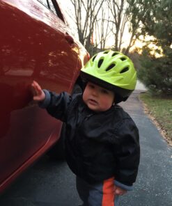 Joovy Noodle Bike Helmet for Toddlers and Kids Aged 1-9 with Adjustable-Fit Sizing Dial, Sun Visor, Pinch Guard on Chin Strap, and 14 Vents to Keep Little Ones Cool (Small, Greenie) Small 27 71xxcQDtscL