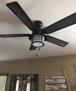 Hunter Fan Company Fan Key Biscayne Indoor/Outdoor Ceiling Fan with 2 LED Lights and Pull Chain Control, Weathered Zinc Finish, 54 Inch 44 71xxsXMHCL
