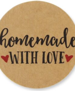 Homemade Sticker Labels - 1000-Piece Homemade with Love Stickers, Homemade Stickers Roll, Kraft Stickers for Gifts, Crafts, DIY Projects, Envelope Sealing, Brown, 1.5 x 1.5 Inches 13 71xy1DMCITL