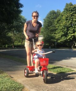Schwinn Easy Steer Bike for Toddler, Kids Tricycle with Removable Push handle, Steel Trike Frame, Boys and Girls Ages 2-4 Year Old, Red/White, 8" Easy Steer Tricycle 56 71xy65sPd1L