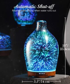 Porseme 280ml Essential Oil Diffuser 3D Glass Aromatherapy Ultrasonic Humidifier - Auto Shut-Off, Timer Setting, BPA Free for Home Hotel Yoga Leisure SPA Gift H1-280ml Vase 24 71y 4dT9DxL