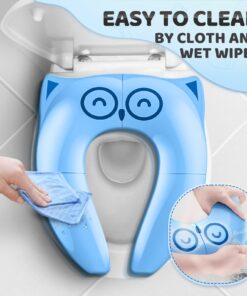 Gimars Upgrade Non-Slip Easily Removed Foldable Travel Potty Seat for Toddlers & Kids, Portable Toilet Seat Cover Fits All Shape Toilets, 6 Large Non-slip Silicone Pads, Free Carry Bag Blue 34 71y0ipprYzL