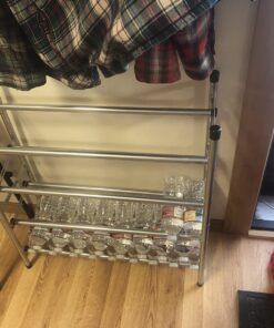 Household Essentials 2101 Expandable Two-Tier Shoe Rack | Adjustable Rods for Different Sizes | Chrome 13 71y0qYvAK0L