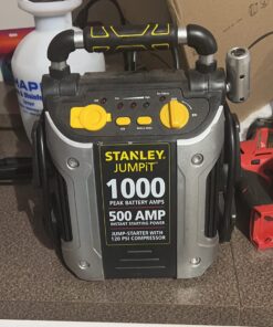 STANLEY J5C09 Portable Power Station Jump Starter 1000 Peak Amp Battery Booster, 120 PSI Air Compressor, USB Port, Battery Clamps 1,000 Peak Amps 58 71y2Dxwxw2L
