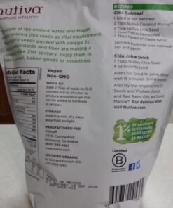 Nutiva USDA Organic Premium Nutrient-Dense Raw Black Chia Seeds with 3g Protein & 5g Fiber for Salads, Yogurt & Smoothies, Non-GMO, Vegan, Gluten-Free, Keto & Paleo, 32 Ounce (Pack of 1) 32 Ounce (Pack of 1) 62 71y3Eyg6f8L