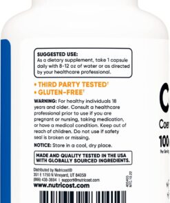 Nutricost CoQ10 100mg, 120 Vegetarian Capsules, 120 Servings - High Absorption, Vegetarian, Non-GMO, Coenzyme Q10 120 Count (Pack of 1) 10 71y3H6y7JzL