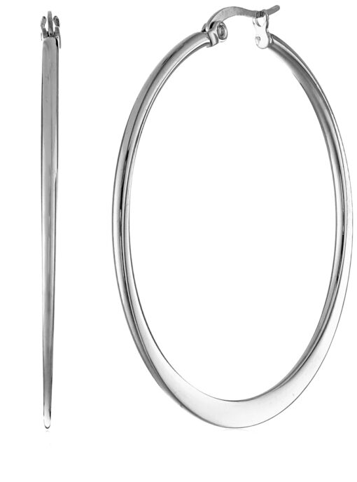 Amazon Essentials Gold Plated or Stainless Steel Flattened Hoop Earrings 40 mm