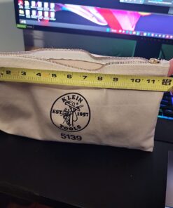 Klein Tools 5139 Zipper Bag, Canvas Tool Pouch to 12.5 x 7 x 0.7 -Inch with Heavy Duty Brass Zipper Close, Natural 23 71y57PG4fZL
