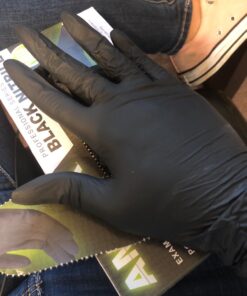 AMMEX Black Nitrile Exam Gloves, Box of 100, 3 Mil, Size Small, Latex Free, Powder Free, Textured, Disposable, Non-Sterile, Food Safe, ABNPF42100BX Small (Pack of 100) 41 71y5GwaS4aL