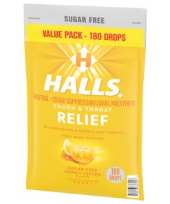 HALLS Relief Honey Lemon Sugar Free Cough Drops, Value Pack, 180 Drops 180 Count (Pack of 1) 42 71y5PhwB8L