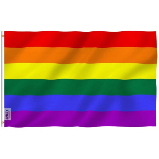 Anley Fly Breeze 3x5 Foot Rainbow Pride Flag - Vivid Color and Fade proof - Canvas Header and Double Stitched - Gay LGBT Pride Day Month Parade LGBTQ Community Banner Flags with Brass Grommets Rainbow Polyester