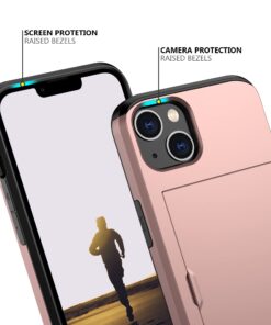 Nvollnoe for iPhone 13 Case with Card Holder Heavy Duty Protective Dual Layer Shockproof Hidden Card Slot Slim Wallet Case for iPhone 13 for Women&Men(Rose Gold) for iPhone 13-6.1''(2 Lens) Rose Gold 10 71y7nb AEZL