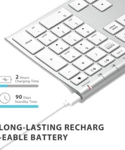 Bluetooth Keyboard, iClever DK03 Wireless Keyboard Multi-Device Keyboard, Dual Mode (Bluetooth 4.2 + 2.4G) Ultra-Slim Full-Size Keyboard for Mac, iPad, Apple, Android, Windows, Connect Up To 3 Devices 25 71y8QNZ 2cL