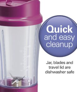 Hamilton Beach Portable Blender for Shakes and Smoothies with 14 Oz BPA Free Travel Cup and Lid, Durable Stainless Steel Blades for Powerful Blending Performance, Raspberry (51131) 14 oz. 1 Jar 25 71yA8T5HrDL