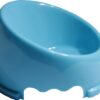 Love "N" Creatures - Mess Free Pet Food Dish - Boxer, Bulldog, Pug Puppy Feeding Bowl - Best for Flat Faced Puppies - Slanted Medium Puppy Size, Color Blue 13 71yBMh3sduL