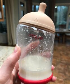 mimijumi Baby Bottle (2 pcs.) Very Hungry 8 oz Bottle with Slow Flow, Lighter Nipple - Medical Grade Silicone Anti-Colic Baby Bottles for Breastfed Babies - Newborns 0-6 Months 8oz (Slow Flow) 54 71yCqjI0uRL