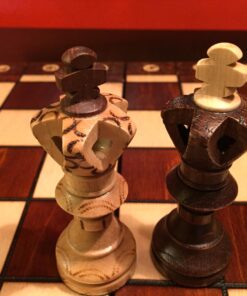 Wegiel Handmade European Ambassador Chess Set - Wooden 21 Inch Beech & Birch Board with Felt Base - Carved Hornbeam & Sycamore Wood Chess Pieces Ambassador - Brown 113 71yEGqtyLTL