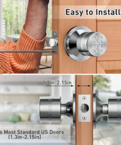 Signstek Keyless Entry Door Lock,Door Knob with Keypad,Smart Code Door Lock,Mute Mode,Passage Function, Easy to Install,Satin Nickel Satin Nickel 24 71yEWXAFVTL