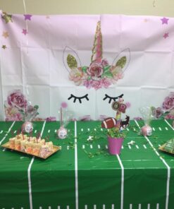 Beistle Plastic Game Day Football Tablecover for Rectangle Tables Sports Tableware Touchdown Tailgate Party, 54" x 108", Green/White 1 Pack 35 71yFoWMLPBL