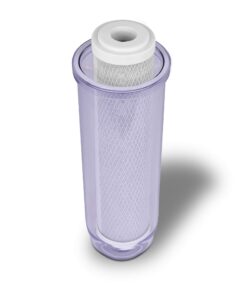 10" Clear Standard Transparent Whole House Water Filter System with Presser Relief Button, 3/4” Inlet/Outlet Brass Port & 5 Micron Block Activated Carbon Cartridge, Meets NSF Standards & Regulations 11 71yGBkQU8jL