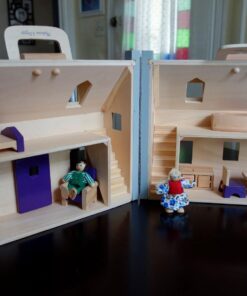 Melissa & Doug Fold and Go Wooden Dollhouse With 2 Dolls and Wooden Furniture,Multi,One Size 50 71yGlqpBE2L