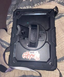 SEYMAC stock iPad 9th/ 8th/ 7th Generation Case 10.2’’, Shockproof with Screen Protector Pencil Holder 360° Rotating Hand Strap &Stand, for 10.2 inch 2021/2020/2019 (Black) Black+Back 55 71yHUa DPTL