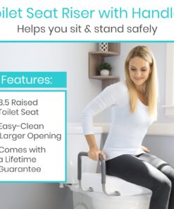 Alternative view of Vive Toilet Seat Risers for Seniors (Raised with Handles) Grab Bar Seat for Seniors - Options for Elongated & Standard Bowls - Elderly Handicap Medical Hip Replacement Surgery Lift, Easy Clean, White
