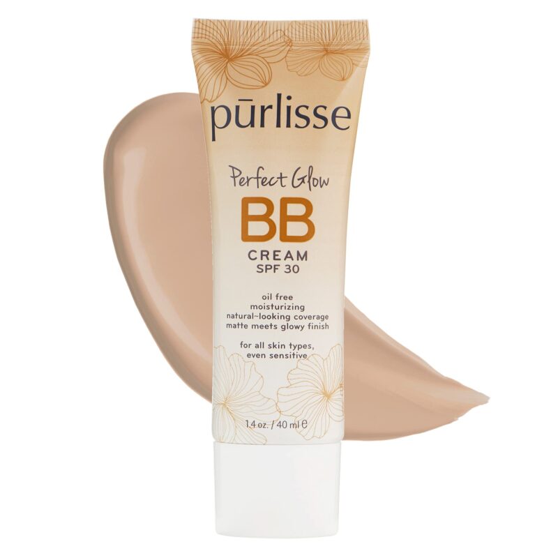 purlisse Perfect Glow BB Cream SPF 30: Clean & Cruelty-Free, Medium Flawless Coverage, Hydrates with Jasmine | Light 1.4oz 1.4 Fl Oz (Pack of 1)