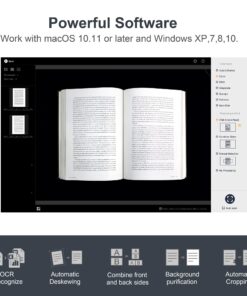 CZUR ET18 Pro Professional Document Scanner, 2nd Gen Auto-Flatten & Deskew Tech, 18MP HD Camera, Capture A3, 186 Languages OCR, Convert to PDF/Searchable PDF/Word/Tiff/Excel, Run On Windows & MacOS 21 71yKnUkQP L