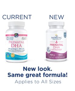 Nordic Naturals Prenatal DHA, Unflavored - 180 Soft Gels - 830 mg Omega-3 + 400 IU Vitamin D3 - Supports Brain Development in Babies During Pregnancy & Lactation - Non-GMO - 90 Servings 180 Count (Pack of 1) 21 71yLVCamD3L 2