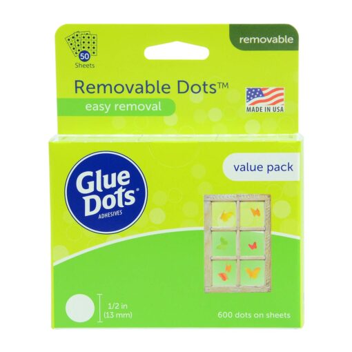 Glue Dots, Removable Dots Value Pack, Double-Sided, 1/2", .5 Inch, 600 Dots, DIY Craft Glue Tape, Sticky Adhesive Glue Points, Liquid Hot Glue Alternative, Clear 1 Pack